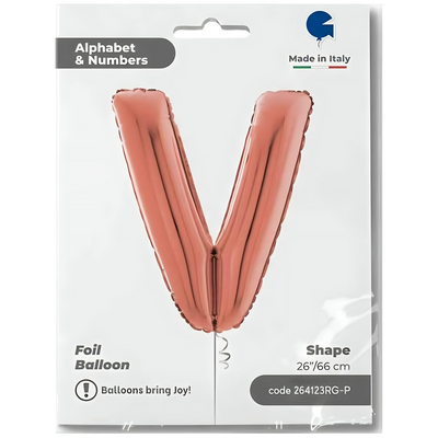 Balon Folie LITERA V Rose Gold 66 cm Grabo