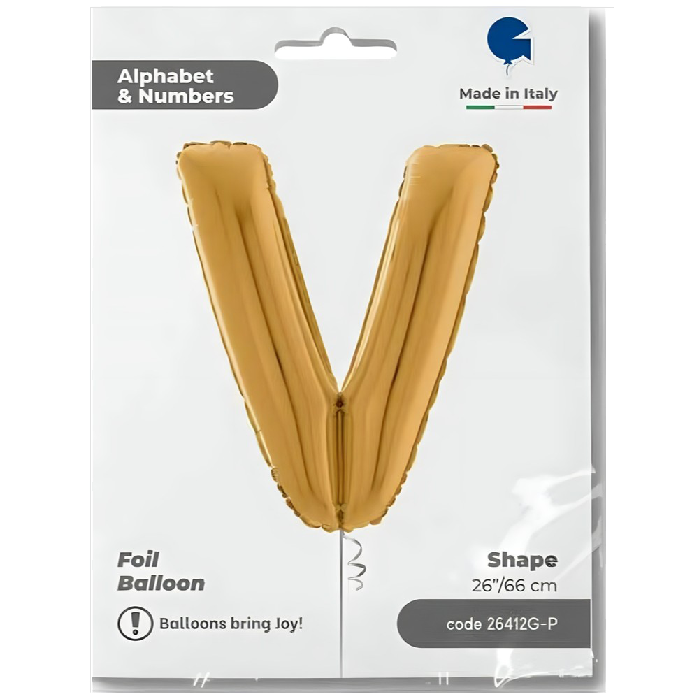Foil Balloon LETTER V Gold 66 cm Grabo
