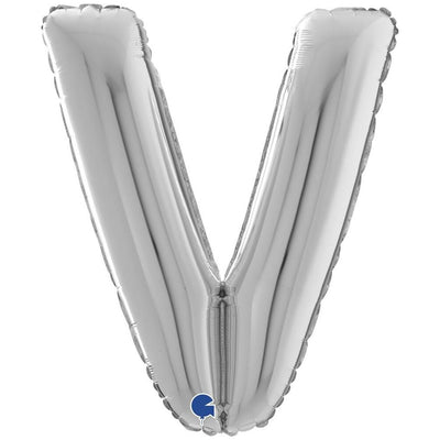 Foil Balloon LETTER V Silver 66 cm Grabo