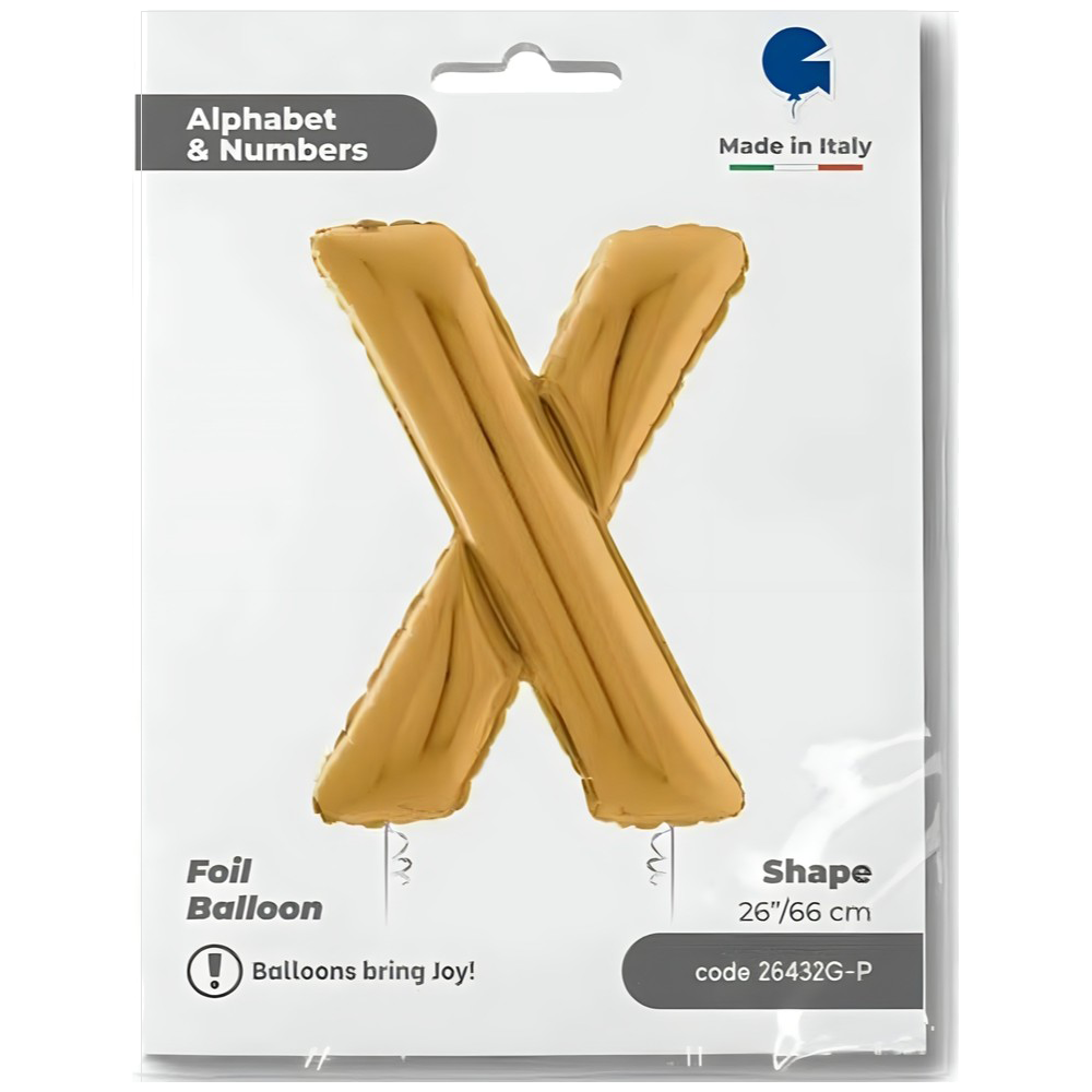Foil Balloon LETTER X Gold 66 cm Grabo