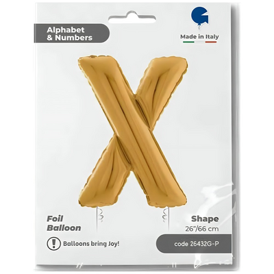 Foil Balloon LETTER X Gold 66 cm Grabo