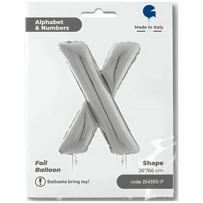 Foil Balloon LETTER X Silver 66 cm Grabo