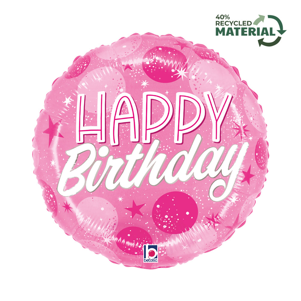 Balon Folie Happy Birthday Pink Sparkle 46cm