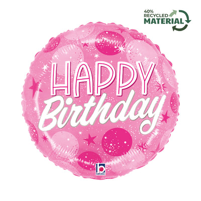 Balon Folie Happy Birthday Pink Sparkle 46cm
