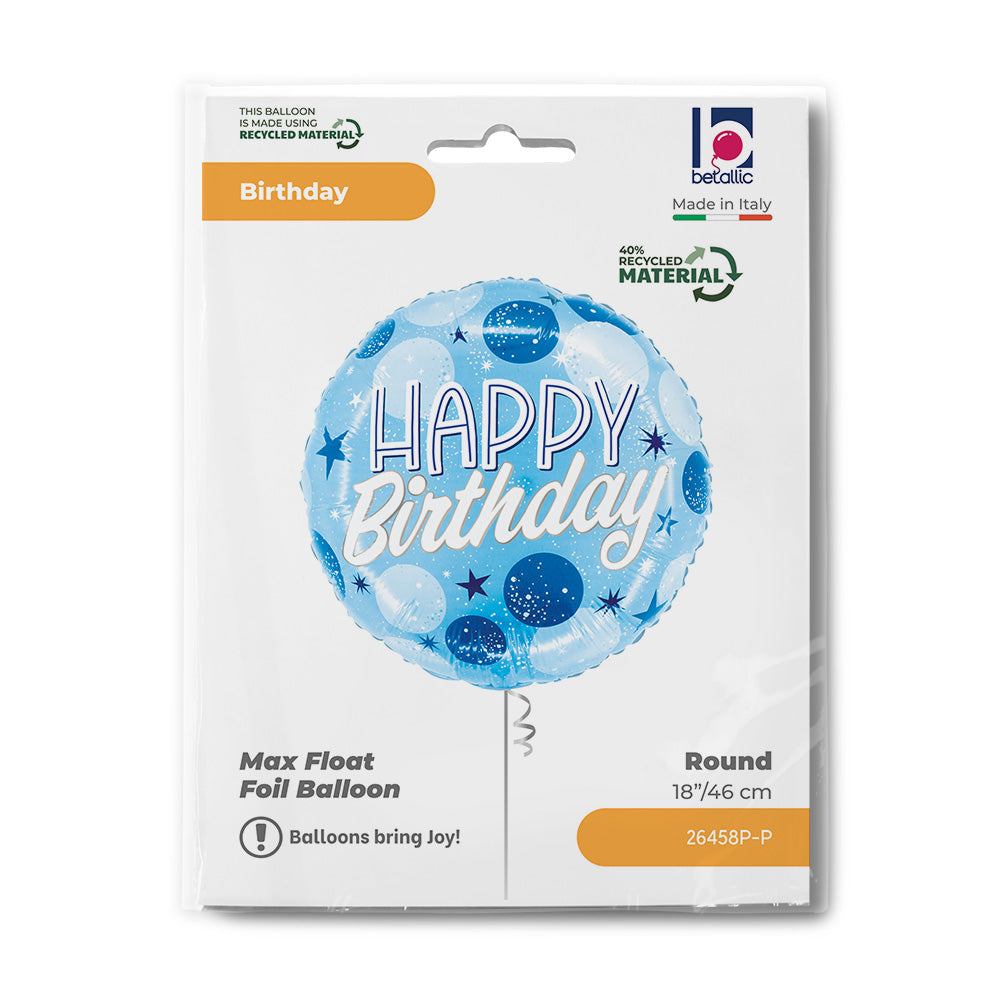 Balon Folie Happy Birthday Blue Sparkle 46cm