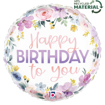 Balon Folie Rotund Flori Happy Birthday To You 46cm