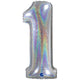 Foil Balloon NUMBER 1 Holographic Glitter 66 cm Grabo