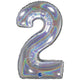 Foil Balloon NUMBER 2 Holographic Glitter 66 cm Grabo