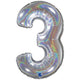 Foil Balloon NUMBER 3 Holographic Glitter 66 cm Grabo
