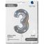 Foil Balloon NUMBER 3 Holographic Glitter 66 cm Grabo