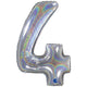Foil Balloon NUMBER 4 Holographic Glitter 66 cm Grabo