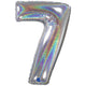 Foil Balloon NUMBER 7 Holographic Glitter 66 cm Grabo