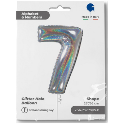 Balon Folie CIFRA 7 Holographic Glitter 66 cm Grabo