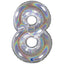 Foil Balloon NUMBER 8 Holographic Glitter 66 cm Grabo