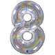 Foil Balloon NUMBER 8 Holographic Glitter 66 cm Grabo