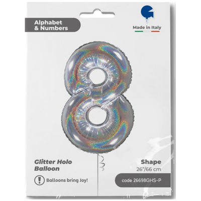 Balon Folie CIFRA 8 Holographic Glitter 66 cm Grabo