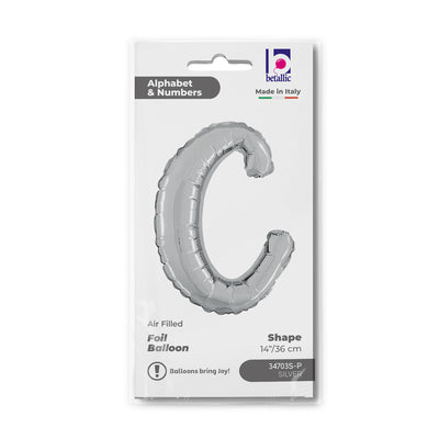 Balon Folie LITERA (AER) SCRIPT C Argintiu 35 cm Grabo