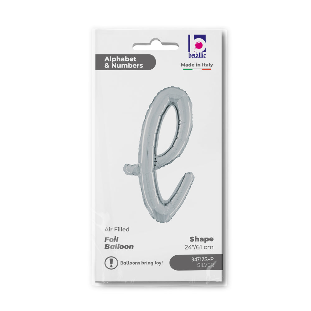 Balon Folie LITERA (AER) SCRIPT L Argintiu 61cm Grabo