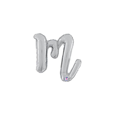 Balon Folie LITERA (AER) SCRIPT M Argintiu 35 cm Grabo