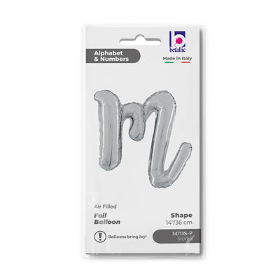 Balon Folie LITERA (AER) SCRIPT M Argintiu 35 cm Grabo