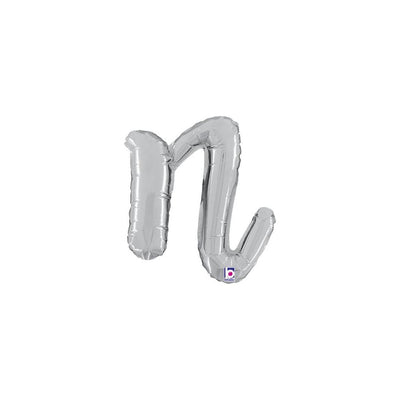 Balon Folie LITERA (AER) SCRIPT N Argintiu 35 cm Grabo