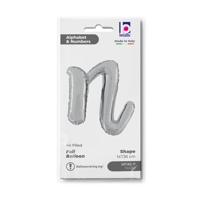Balon Folie LITERA (AER) SCRIPT N Argintiu 35 cm Grabo