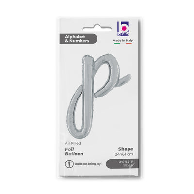 Balon Folie LITERA (AER) SCRIPT P Argintiu 61cm Grabo