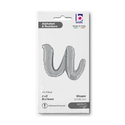 Balon Folie LITERA (AER) SCRIPT U Argintiu 35 cm Grabo