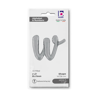 Balon Folie LITERA (AER) SCRIPT W Argintiu 35 cm Grabo