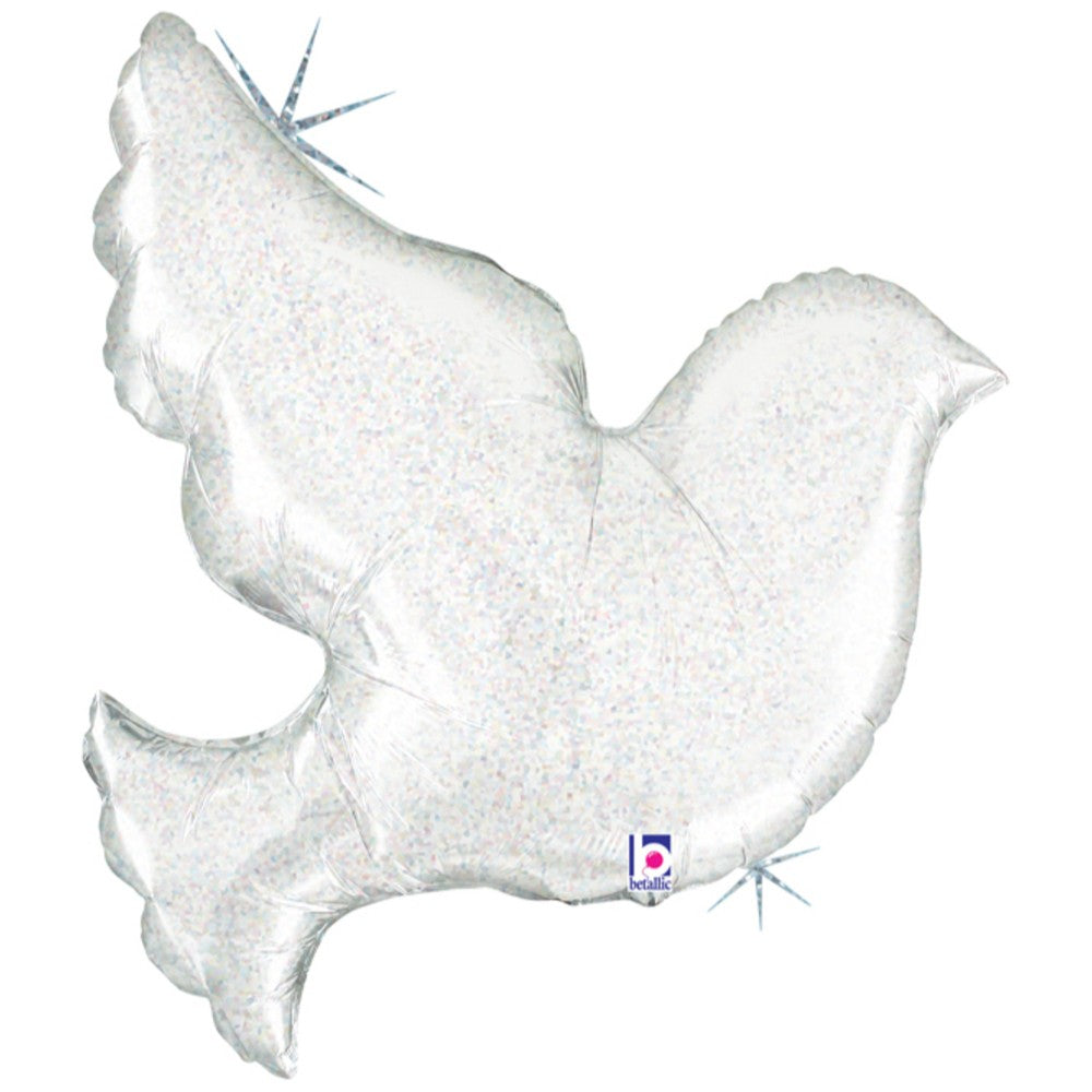 Balon Folie Figurina Porumbel Alb Holografic 86 cm Grabo
