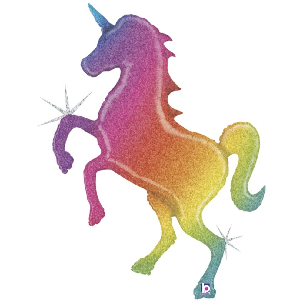 Balon Folie Figurina Unicorn Curcubeu Holografic 137 cm Grabo