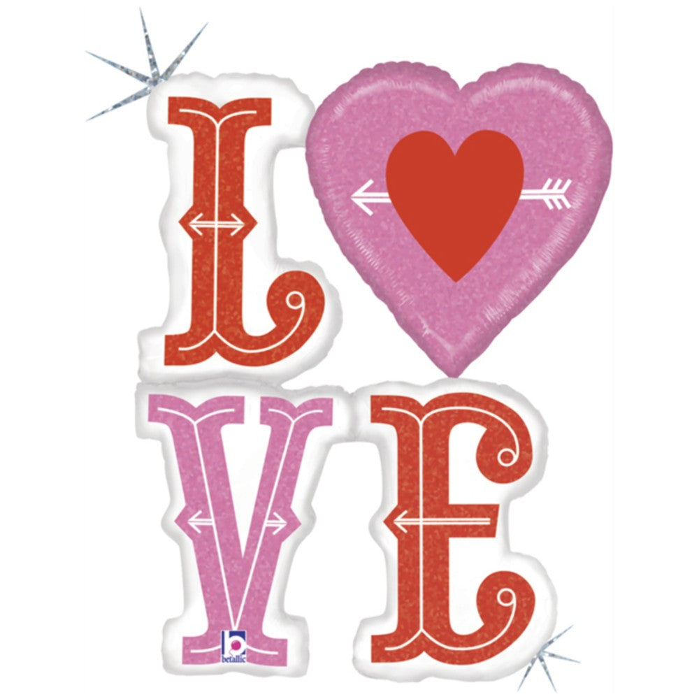 Balon Folie Figurina LOVE Holografic 117 cm Grabo