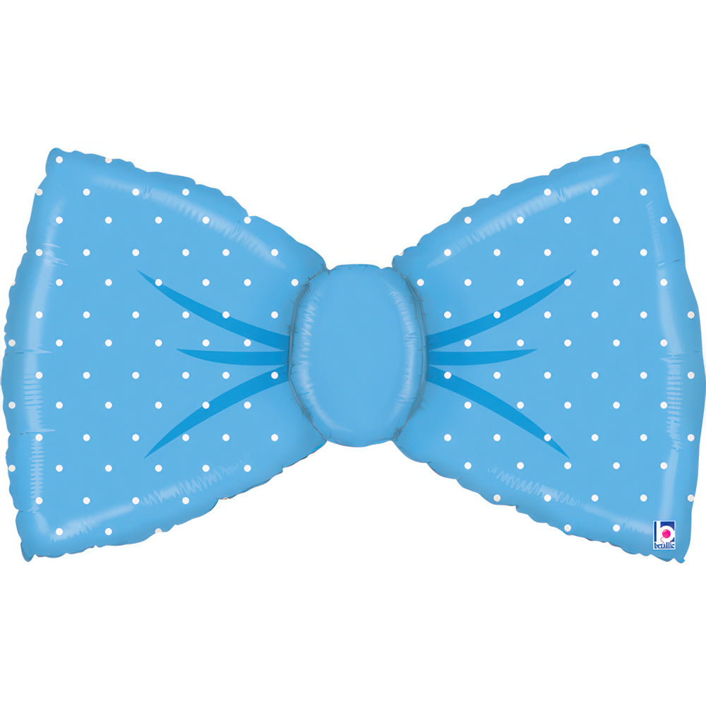 Foil Balloon Figurine Blue Bow Tie Polka Dots 84cm