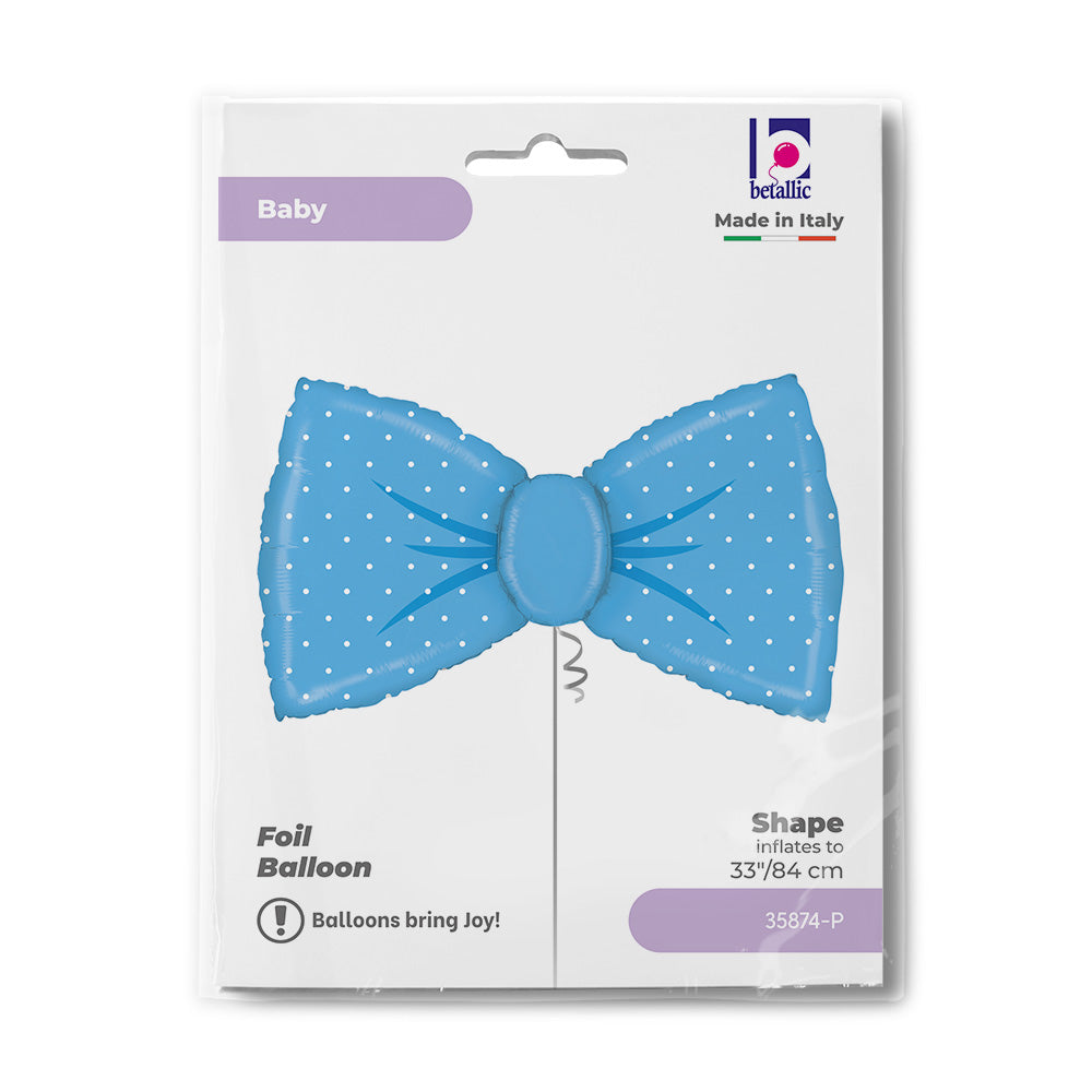 Foil Balloon Figurine Blue Bow Tie Polka Dots 84cm