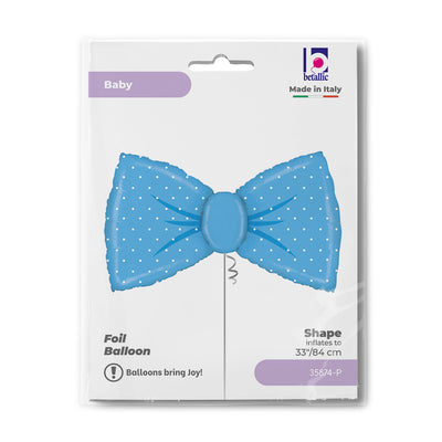 Balon Folie Figurina Papion Bleu Polka Dots 84cm