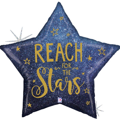 Balon Folie Stea Jumbo Navy Holo Reach For the Stars 91 cm Grabo