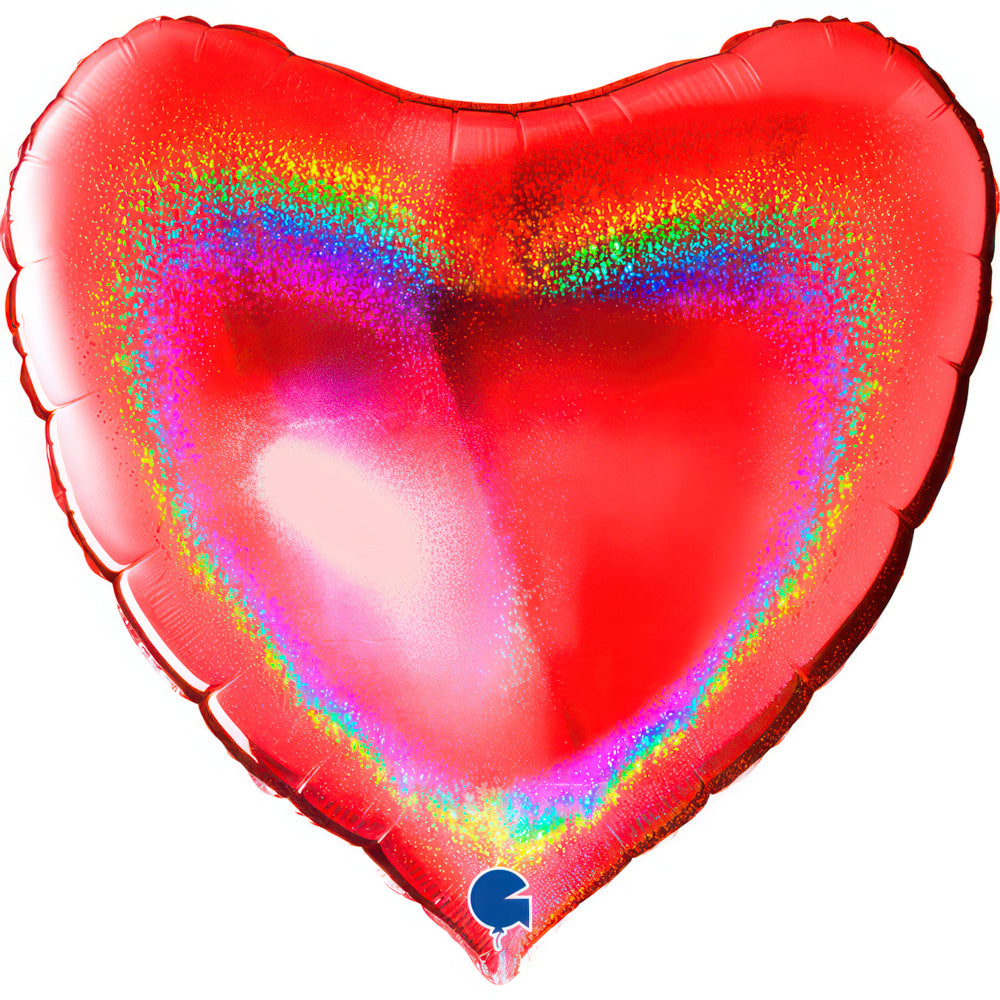 Balon Folie Jumbo Inima Rosie Holografica 91cm