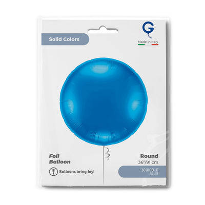 Blue Round Foil Balloon 91cm