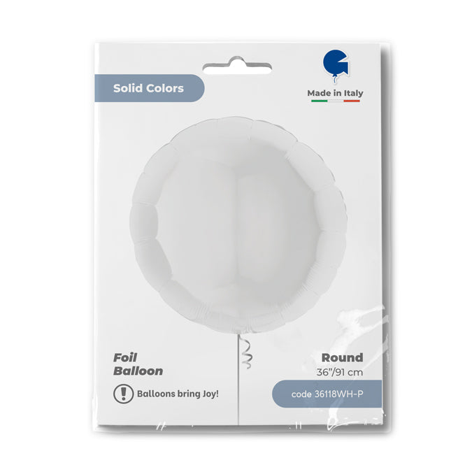 Grabo 91 cm White Round Foil Balloon