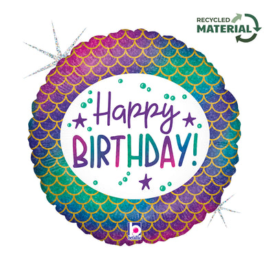 Foil Balloon Round Happy Birthday Mermaid 46cm 36854GH