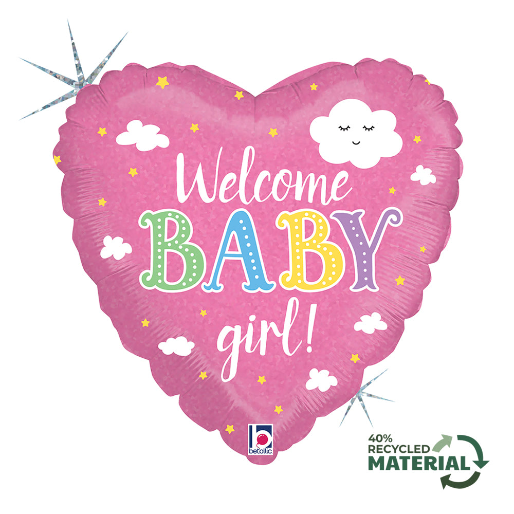 Balon Folie Inima Welcome Baby Girl 46cm