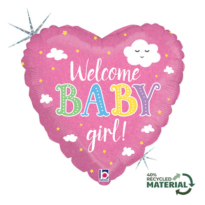 Balon Folie Inima Welcome Baby Girl 46cm