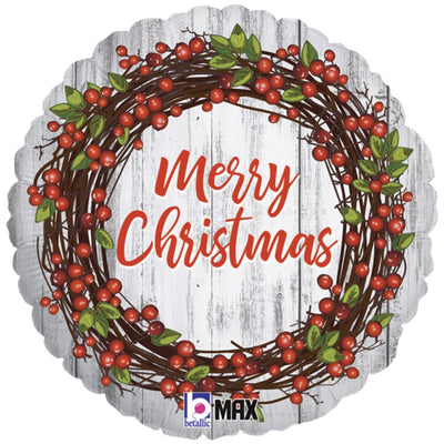 Grabo Rustic Round Christmas Foil Balloon 46cm