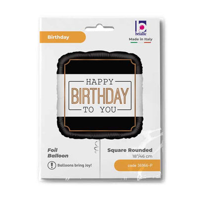 Balon Folie Patrat HB Alb si Negru 46 cm Grabo