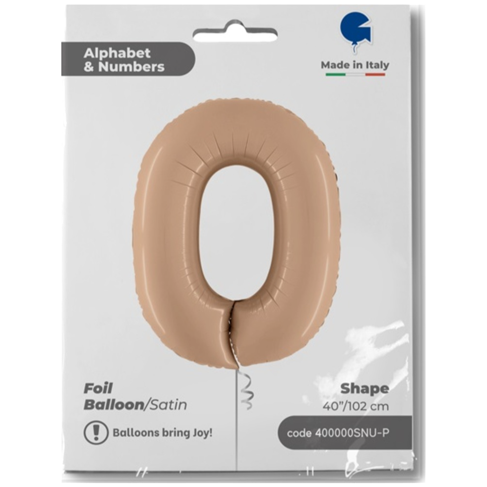 Foil Balloon Jumbo NUMBER 0 Nude 102 cm Grabo