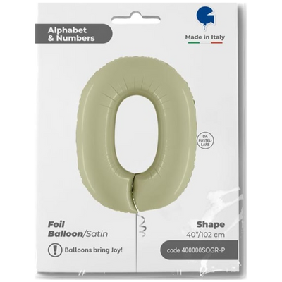 Foil Balloon NUMBER 0 Olive 102 cm Grabo