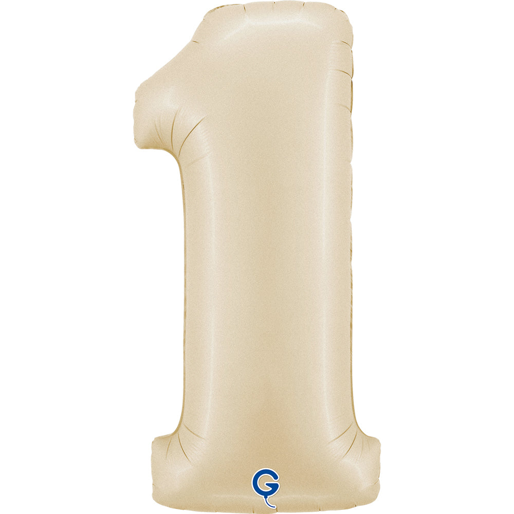 Balon Folie Cifra 1 Satin Cream 102cm