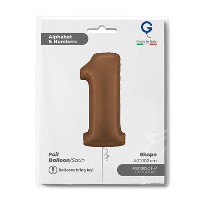 Balon Folie Cifra 1 Satin Chocolate 102cm