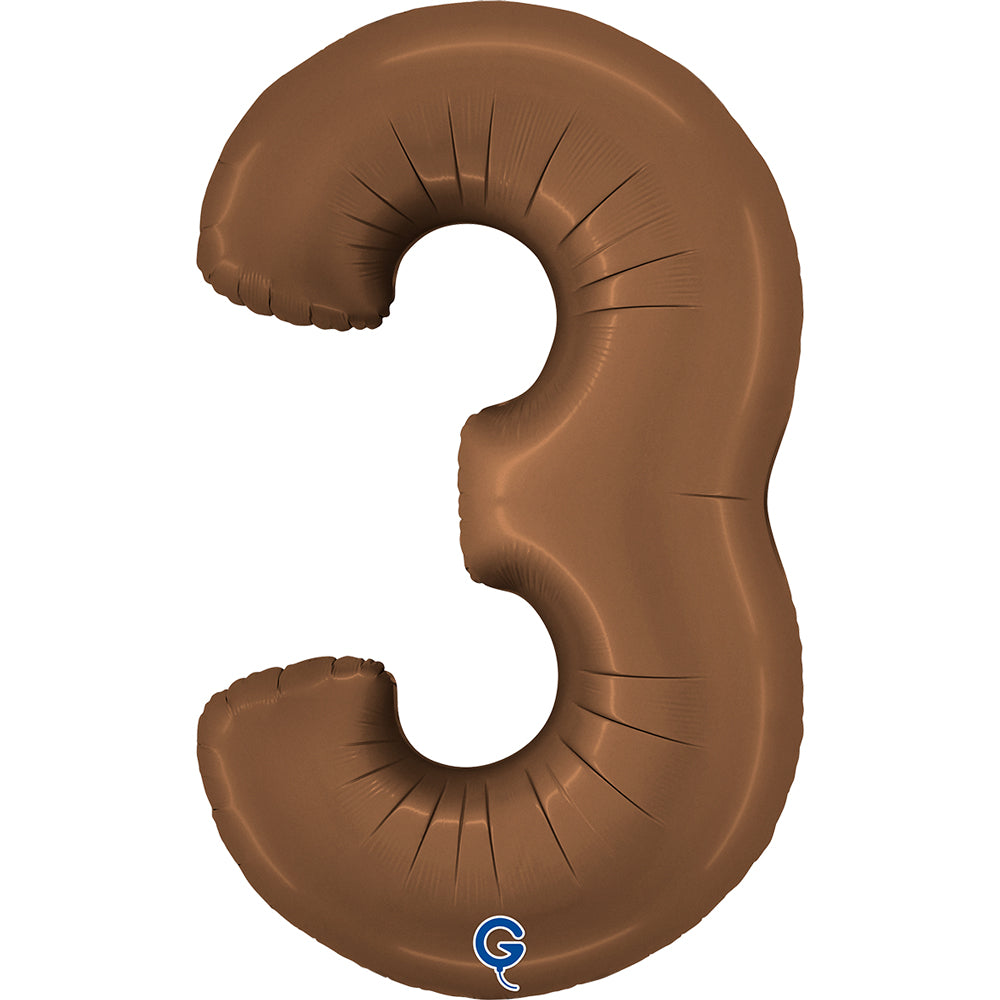Balon Folie Cifra 3 Satin Chocolate 102cm