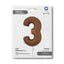 Balon Folie Cifra 3 Satin Chocolate 102cm